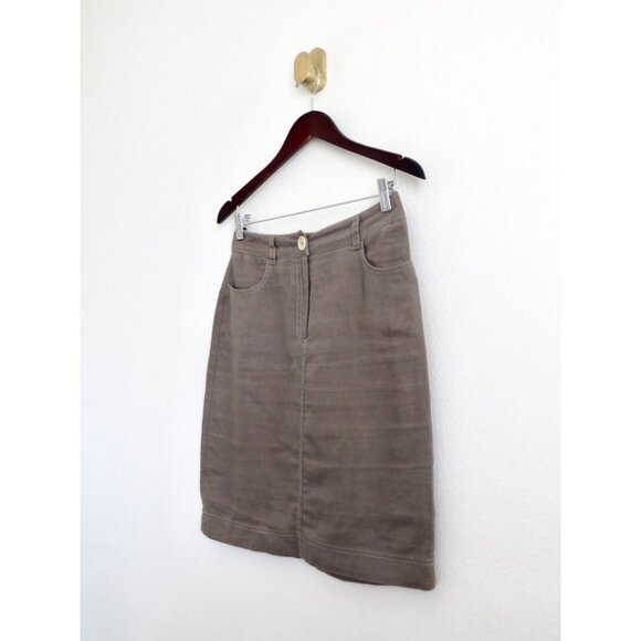 Boden Linen Blend Short Skirt Pockets Mocha Brown SZ 4 Long - Picture 2 of 5